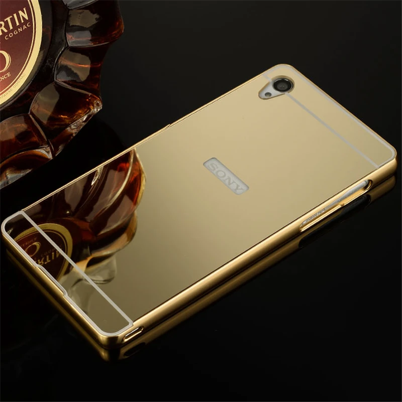 

Luxury Gold Plating Aluminum Case Acrylic Mirror Cover For Sony Xperia M5 E5603 E5606 E5653