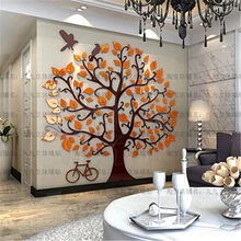 Orange / Green / Pink / Red Leaves Tree Wall Stickers