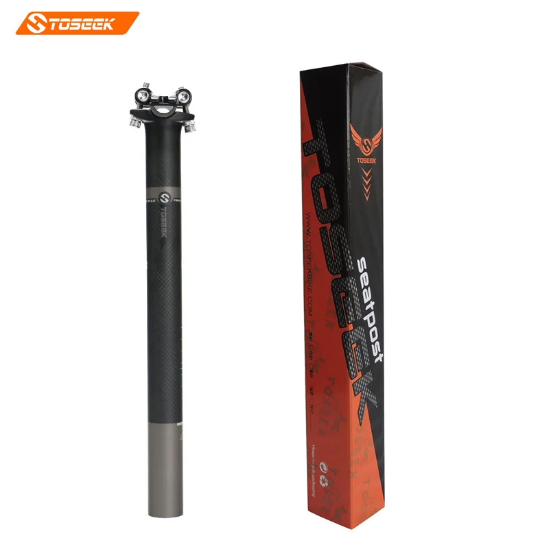 

TOSEEK carbon seat post Boxed genuine 27.2/30.8/31.6X350/400 grey matt 240g Aluminum head MTB/Road bike seat post