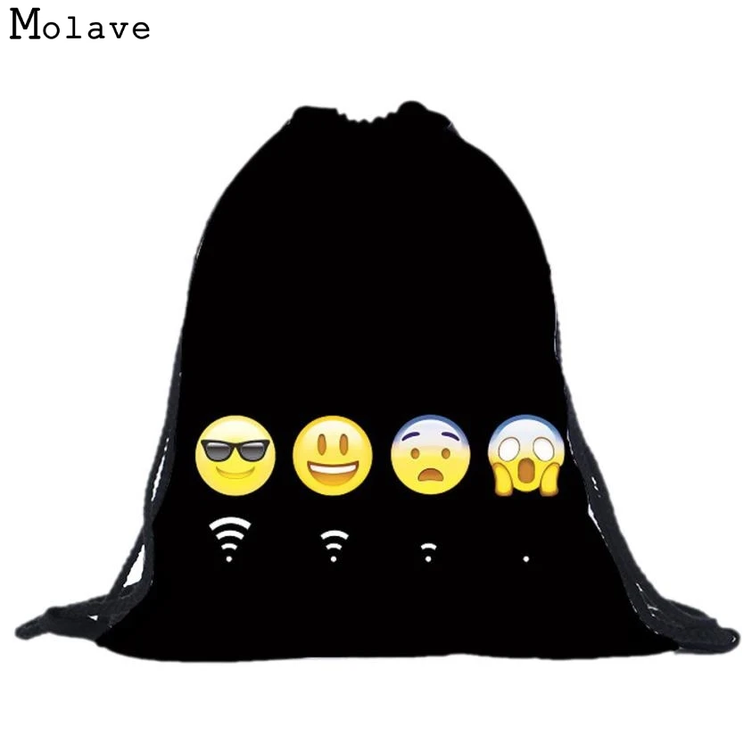 

Naivety 2017 Emoji Backpack Unisex Cute 3D Printing Drawstring Bag Fashion Polyester Fabric Backpacks 30S7430 drop shipping