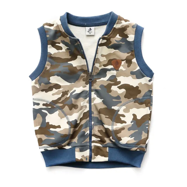 Children Big Boy Vests Army Camo Spring O Neck Kids Waistcoats For boys