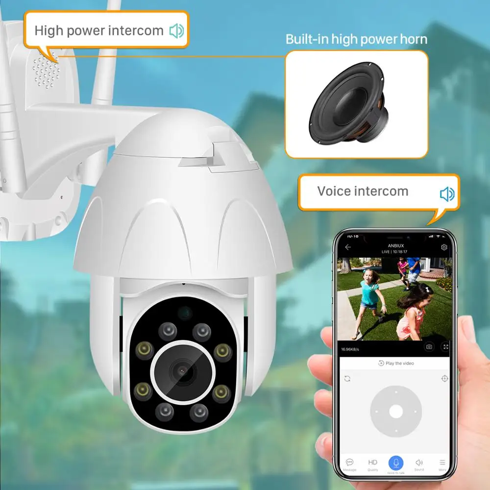 ANBIUX 1080P наружная камера наблюдения с датчиком PTZ IP камера CCTV скорость безопасности купольная камера наблюдения wifi Облачное хранение ночного видения Обнаружение движения