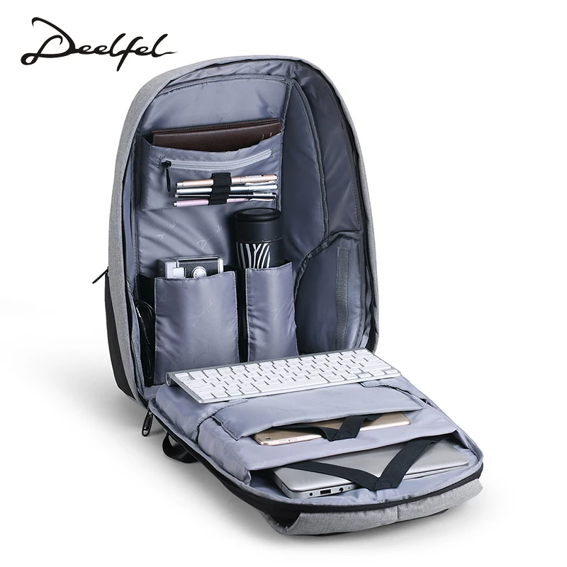 

DEELFEL Backpack Men Laptop Backpack for 15.6 inch Charging USB Port Computer Backpacks Men Waterproof Men Travel Bag