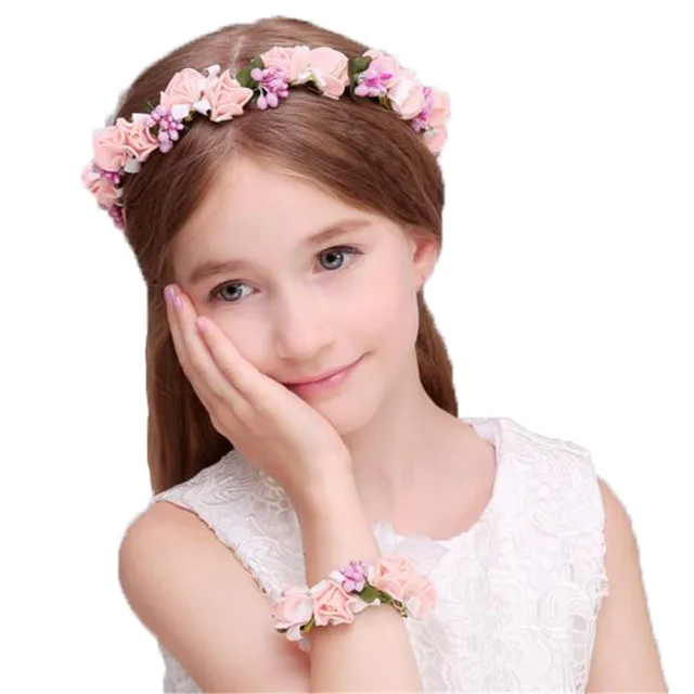 boho floral wrist flower girl garland headwear crown of flowers for