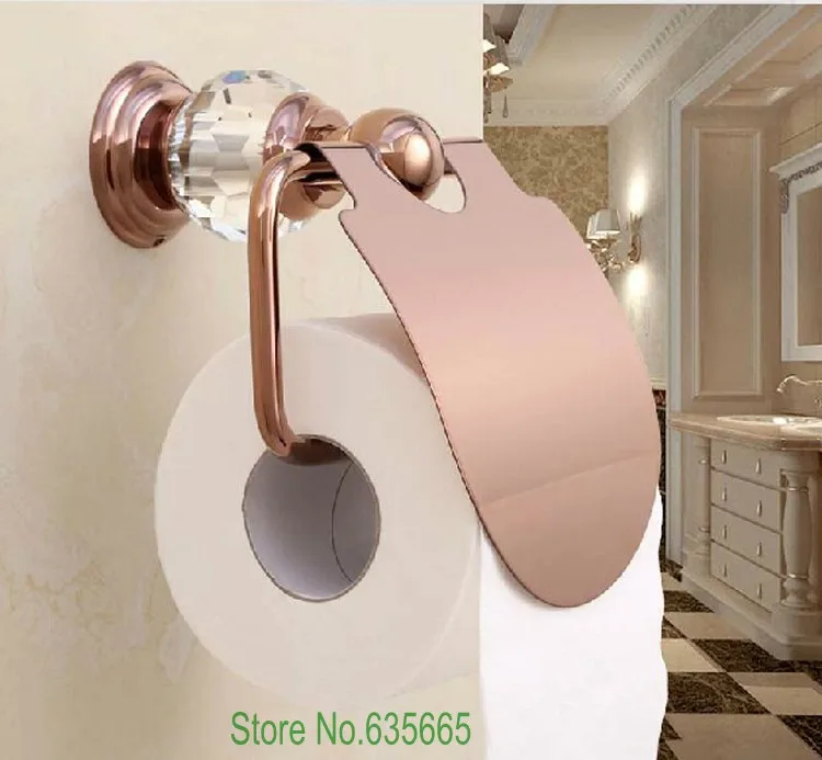 High Quality Luxury Crystal Decoration Rose Gold Brass Toilet Paper