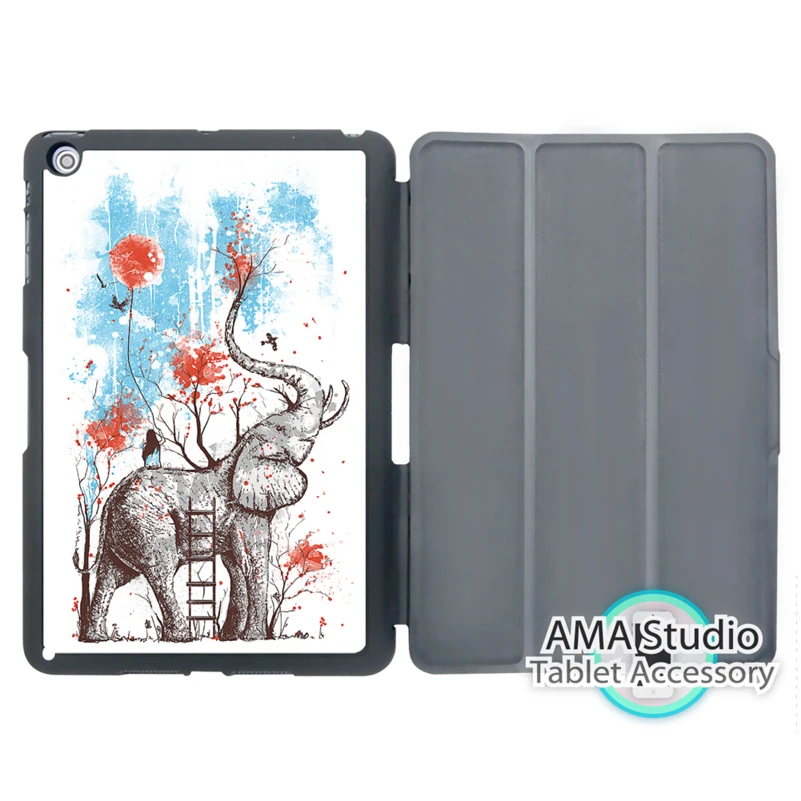 

Watercolor Elephant Oil Paint Case For Apple iPad Mini 1 2 3 4 Air Pro 9.7 Stand Smart Folio Cover