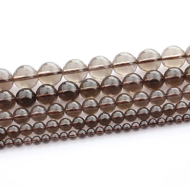 

Natural Stone Tea Crystal Beads Round Smoky Brown Quartz Loose Beads For DIY Bracelet Jewelry Making Wholesale TR078