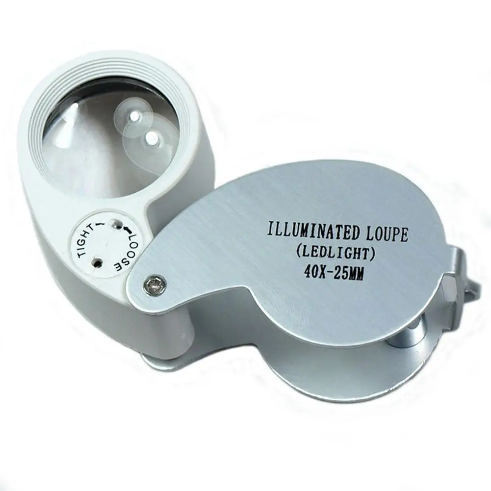 

1pcs Mini 40X 25mm LED Magnifier Retractable Magnifying Illuminated LED Light Jeweler Loupe Folding Magnifier