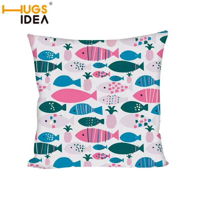 Best Offers HUGSIDEA Fish Printed 50*50cm Cushion Cover Car Almofada Sofa Seat Pillow Cover Living Room Chair Back Decorative Pillows Case Best Offers HUGSIDEA Fish Printed 50*50cm Cushion Cover Car Almofada Sofa Seat Pillow Cover Living Room Chair Back Decorative Pillows Case