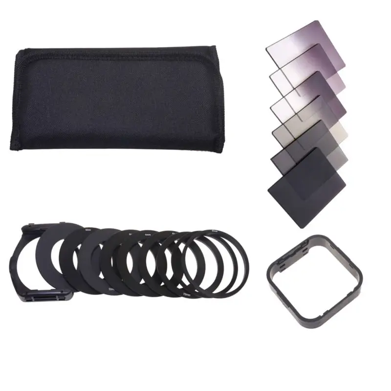 Universal Neutral Density Full Gradual ND2 4 8 Filter Kit 9 Ring Adapter Square Filter For