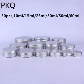 

50pcs,10ml 15ml 25ml 30ml 50ml 60ml Empty Aluminum Cream Jar Tin Cosmetic Lip Balm Containers Nail Derocation Crafts Pot Bottle