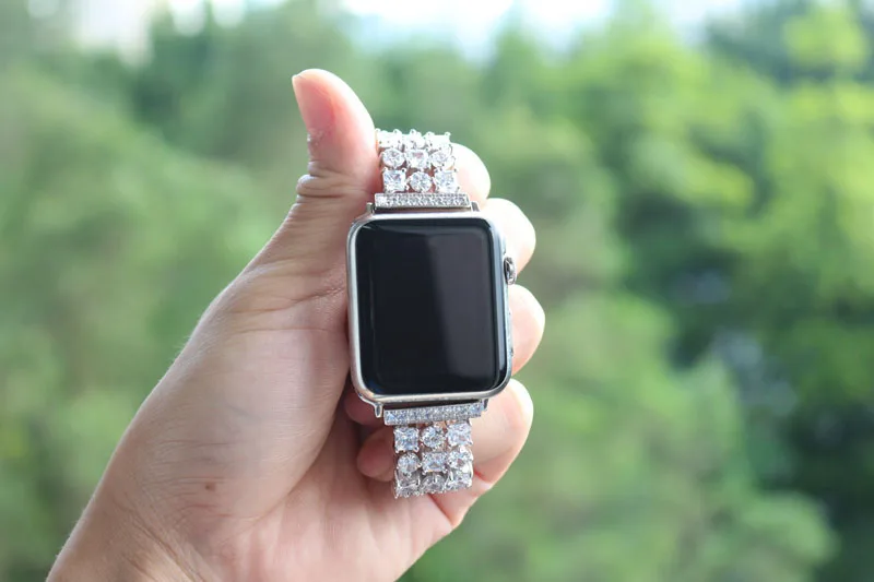URVOI браслет из звеньев для apple watch 5 4 3 2 1 ремешок из нержавеющей стали для iWatch роскошный блестящий со стразами
