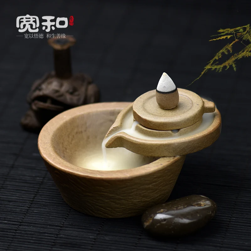 Small Back Censer Ceramic Creative Stone Tower Incense Burner Incense