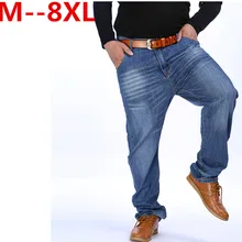 9XL 8XL 6XL 5X Мужчины Классический Whiskering Джинсы Мода Повседневная Джинсы Брюки Прямые Джинсы Masculina Мужской Джинсовые Брюки Хлопок