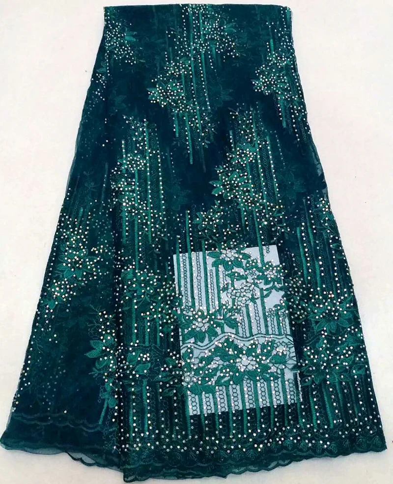 

Beautifical lace fabric african lace fabric embroidery lace fabric with stone flower pattern 5yards
