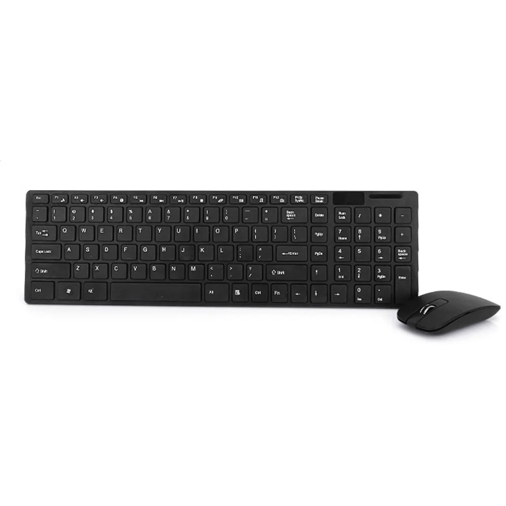 Горячая Распродажа clavier souris san игровая компьютерная клавиатура мышь комбинированная беспроводная 2,4G Ультра тонкая Бесшумная Клавиатура Набор мышей для ПК ноутбука рабочего стола - Цвет: Черный