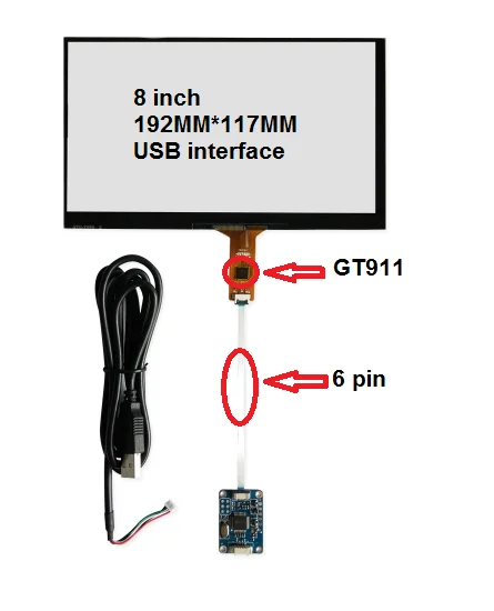 8 дюймовый емкостный сенсорный экран 192*117 IC: GT911 6 контактный телефон применимо к