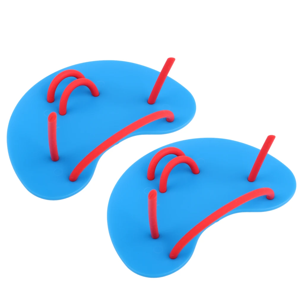 1 Pair Swim Hand Paddles Finger Fins Unisex Rubber Palm Wear Gloves for Swimming Diving Surfing Water Sports for Adults Kids