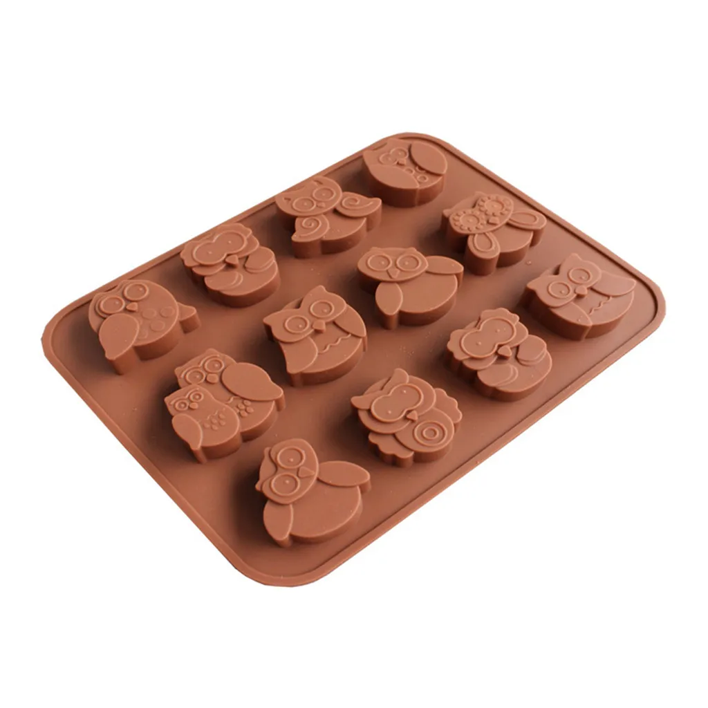 Силиконовые формы для шоколада 12 милые совы торт хлеб форма для шоколада Сделай Сам помадка желе Печенье Маффин лед жаропрочные инструменты для выпечки Плесень