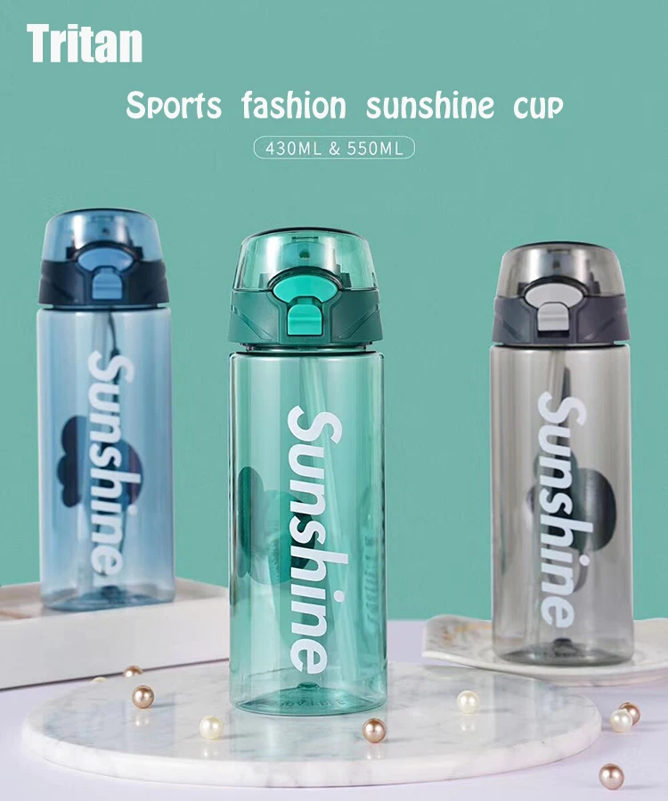 Sunshine бутылка для воды BPA бесплатно ЕС Сертификация спортивный для напитков Портативный силикагель соломы Тритан материал взрослые дети спортивные бутылки