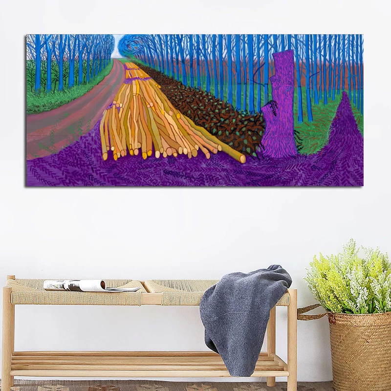 

David Hockney Winter Wood painting with oil Enormous Sizes Canvas Print Poster For Wall Painting Abstract Canvas Prints