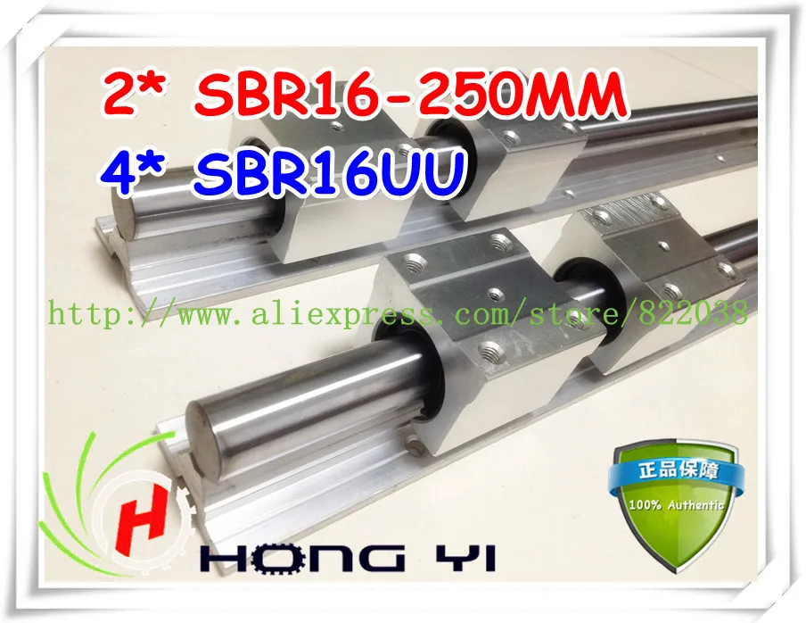 

Free shipping 2Pcs SBR16-250mm linear rails +4 pcs SBR16UU Linear Guides bearing blocks for CNC