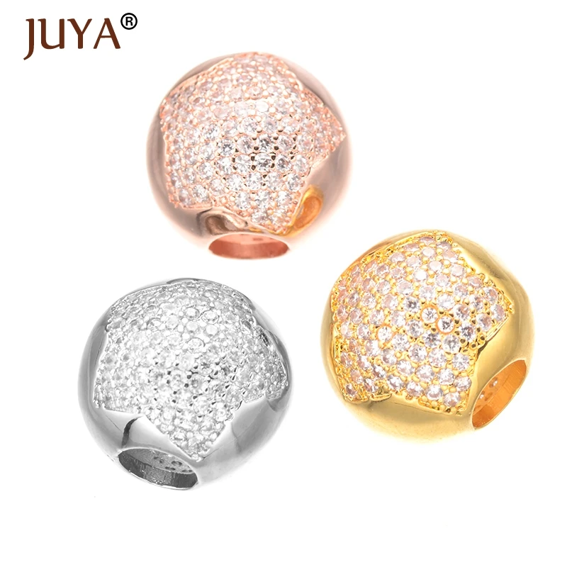 

Micro Pave CZ Rhinestone Star 14mm Round Hollow Big Hole Beads For DIY Bracelet Jewelry Beads Making Accessories berloque
