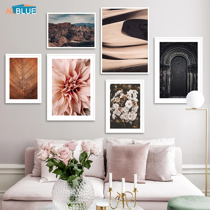Flower Brown Leaves Door Canvas Poster Landscape Wall Art Posters And Print Desert Decorative Picture For Living Room Home Decor