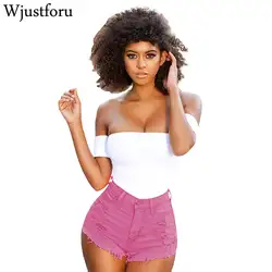 Wjustforru 5 цветов отверстие женские джинсовые шорты летнее сексуальное облегающее платье джинсовые шорты Женская мода Высокая талия