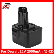 Ni CD 2 0Ah Replacement Power Tool Battery For Dewalt 12V 2000mah DE9074 DC9071 DE9037 DE9071