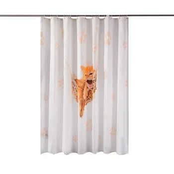 

Waterproof Cartoon Cat Printing Bath Waterproof Shower Curtains Bathroom Curtain Washable Polyester Screen for Bath Decoration