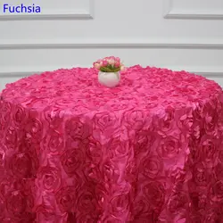 Цвета фуксии Свадебные Скатерть вышивка с розами цветок 3D Таблица Обложка отеля Банкетный вечерние украшения для круглых столов