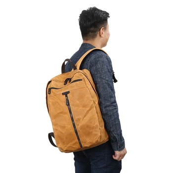 

Waterproof Canvas Vintage Backpack Men Large Travel Rucksack Laptop Bag Real Cow Leather Bagpack College Students School Bookbag