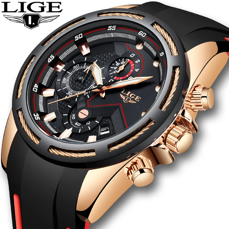 

2019 New LIGE Mens Watches Top Brand Sport Quartz Watch Men Chronograph Multi-function Dial Waterproof Clock Relogio Masculino