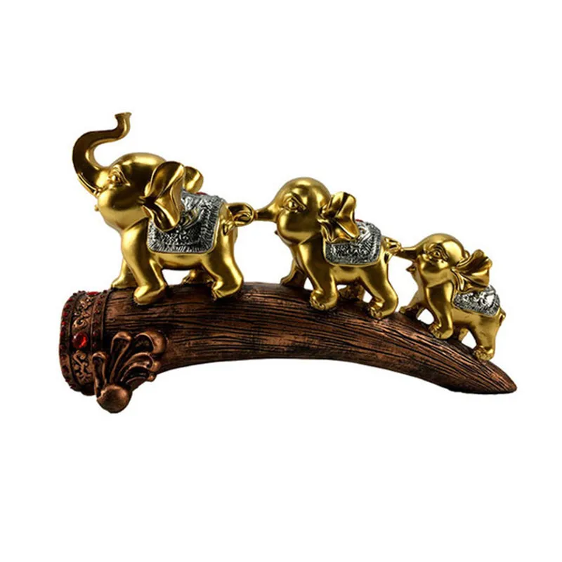 

European Resin Elephants Figurines Miniature Ornaments Creative Lucky Elephant Model Home Decoration Desktop Crafts Wedding Gift