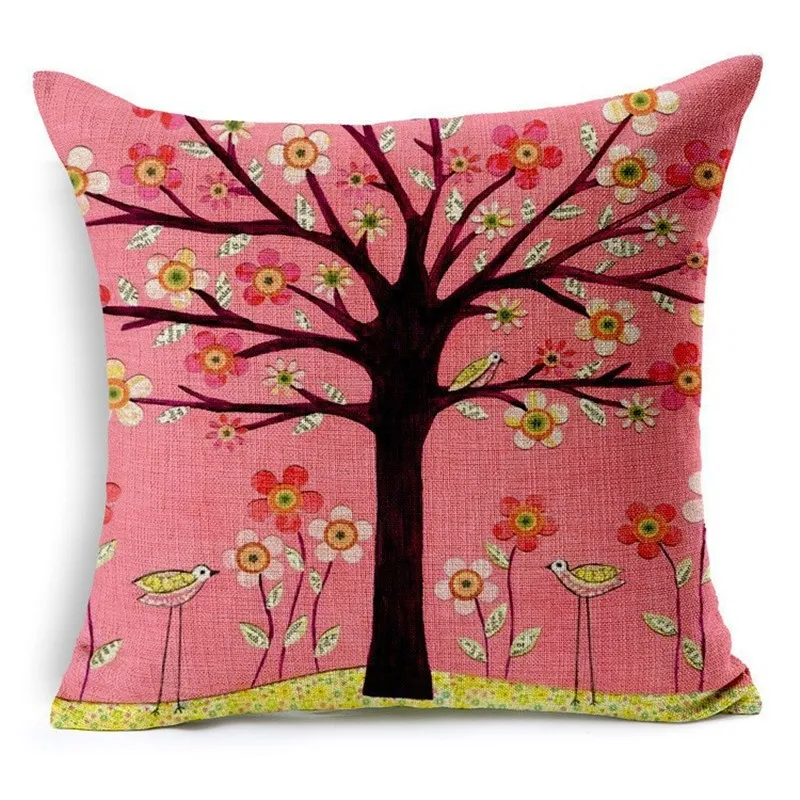 

2019 Natural Style Fashion Cushion cover Tree Print throw pillow Bed Sofa Home Decorative Fundas Para Almofadas Cojines