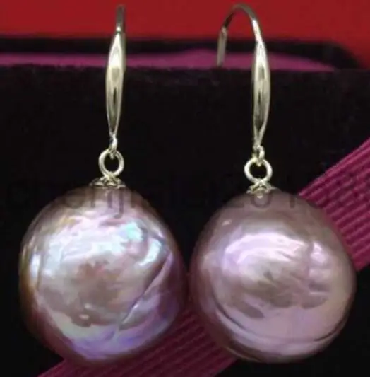 

11-12mm a pair of 11-12mm south sea Purple Baroque pearl earrings
