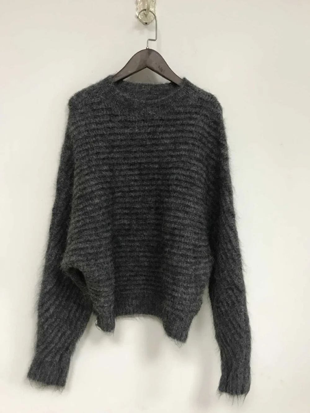 

Women Mohair Wool Autumn Winter Sweaters Knitwear Casual Batwing Sleeve Loose O Neck Pullovers
