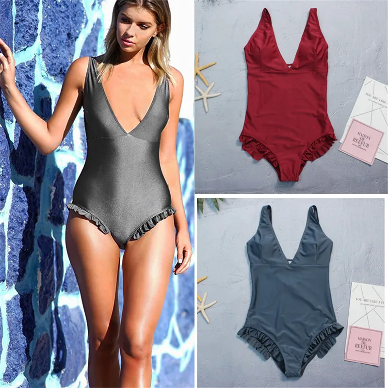 2 Colors Women Retro One Piece Swimsuit European Style Swimwear Summer Bodysuit New Push Up Bathing Suit Padded | Спорт и