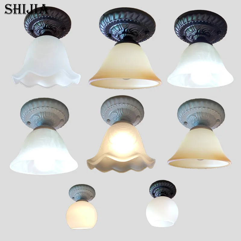 European Mediterranean Sea Glass Led Ceiling Lights For Study