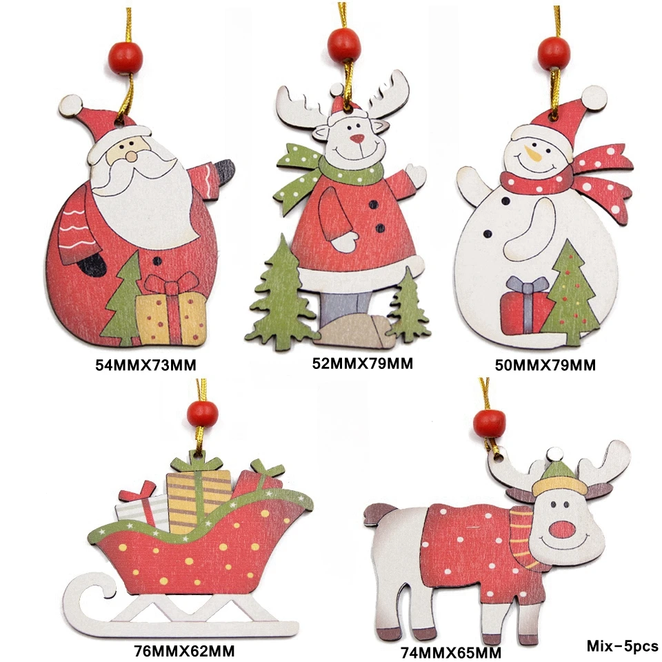 3 шт многостильные рождественские деревянные подвески, украшения из дерева, орнамент с рождественской елкой, подарок DIY, украшения для рождественской вечеринки - Цвет: W-Mix Styles