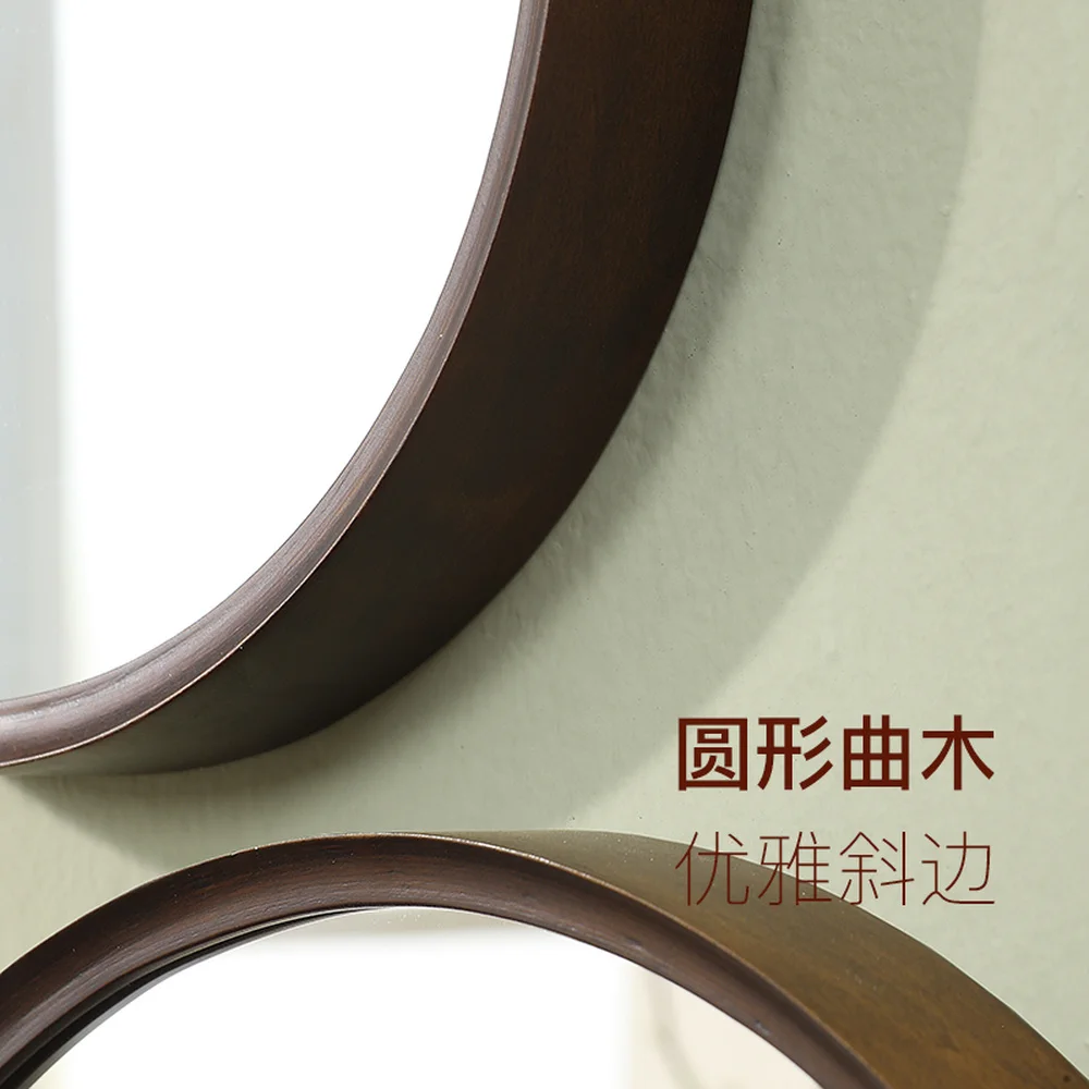 Деревянное круглое зеркало в ванную комнату в китайском стиле, Настенное подвесное зеркало для спальни, туалетный столик, украшение, зеркало для макияжа wx8231340