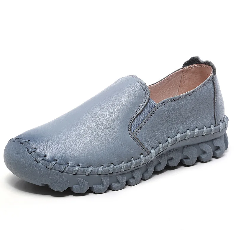 

women flats women slipony genuine leather shoes Elastic band Candy color Flanging moccasins flats woman shoes