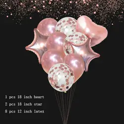 11 шт. набор звезда розового золота Сердце Конфетти воздушный Гелий Латекс фольги воздушные шары с новогодним днем рождения украшения для