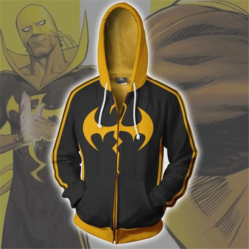 

Daniel Thomas Rand-K'ai Iron Fist Cosplay Iron Fist Hoodies 3D printing Zip Up fashion Hoodie Sweatshirts Men's sports Jackets