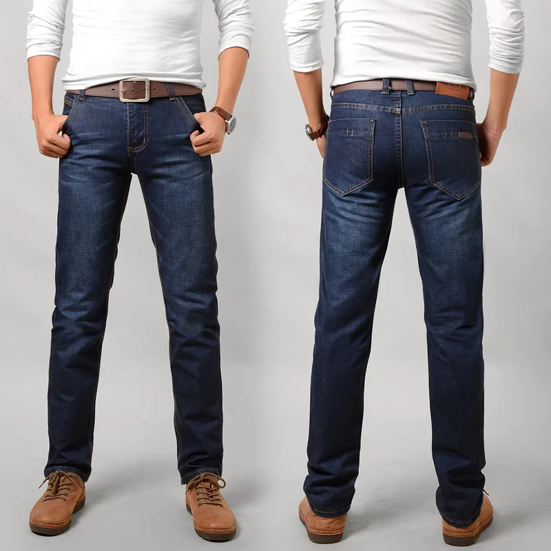 Fashion Brand 100% Cotton Spring Summer Men Jeans Slight Classic Denim Pants Male Washed Baggy Blue Designer Causal Jeans Man