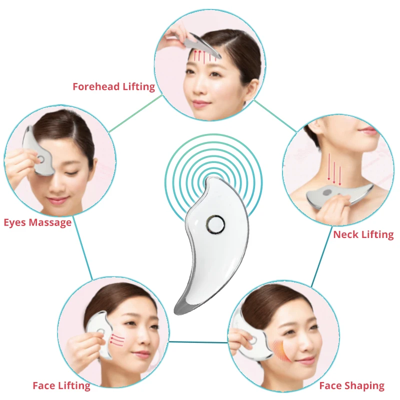  Microcurrent Guasha Machine Face Lifting Device Body Massage USB Rechargeable Skin Rejuvenation Mas