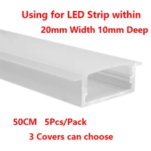 5 шт. 50 см Встраиваемый светодиодный алюминиевый профиль с фланцем с использованием для полосы шириной 20 мм 10 мм Глубокий UnvarySam светодиодный светильник