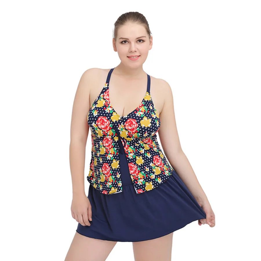 Women Halter One Piece Suits Female Retro Printed Patchwork Swimsuit