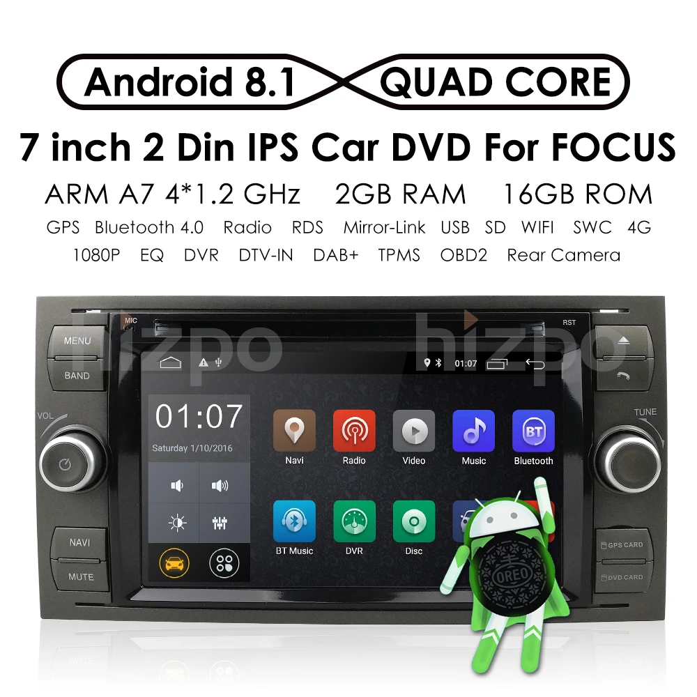 Discount AutoRadio 2 din Android 8.1 Car DVD Player Audio For Ford Focus 2 Fiesta S C Max Kuga mondeo 3 4 transitfusion Connect Navi SWC 2